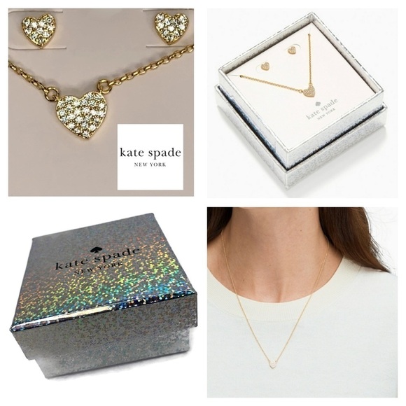 Kate Spade Heart Necklace Earrings Box Jewelry Set - Picture 3 of 10